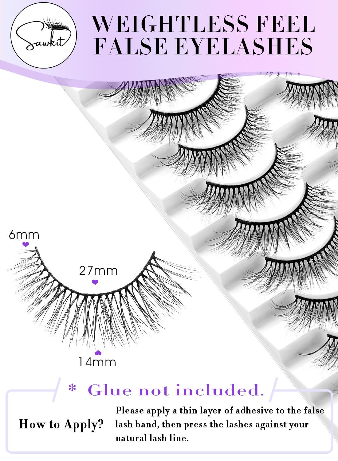 Classic Fake Eyelashes 6-14mm Lash Extensions – Luxurious Natural Mink Lashes Eyelash Extensions – Comfortable and Easy to Apply – High-End Fiber Lashes for Superior Volume