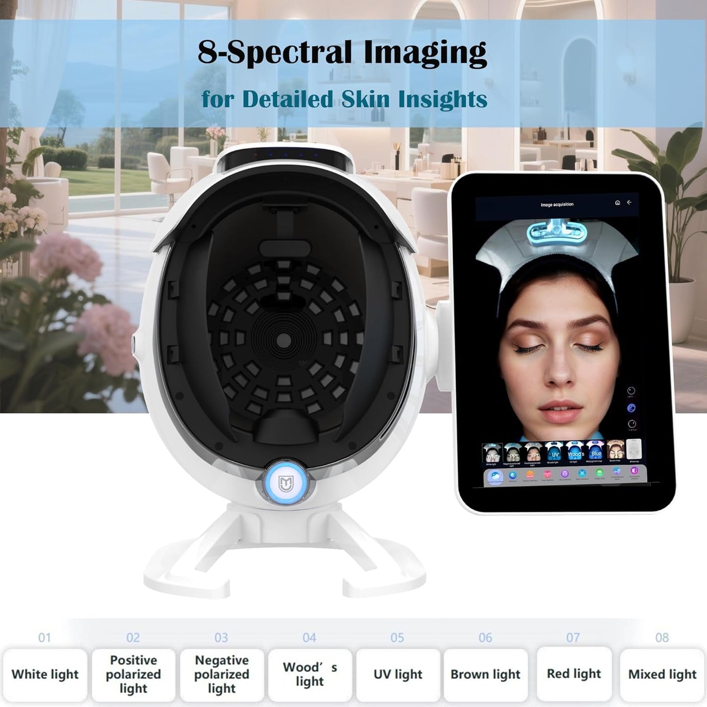 Facial Skin Analysis Machine Professional - 15.6" Scanner for Pores, Acne, Hydration; Customizable Reports; For Estheticians & Spas; 8-Spectrum Imaging; Multi-Language