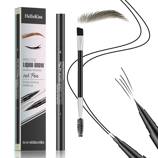 Eyebrow Pen, Microblading Eyebrow Pencil for Natural Hair-Like, Fast & Precise Faux Brow Pen with Double Brush Tip, Waterproof Long-Lasting, Filling Eyebrow Pencils for Women, Black Brown