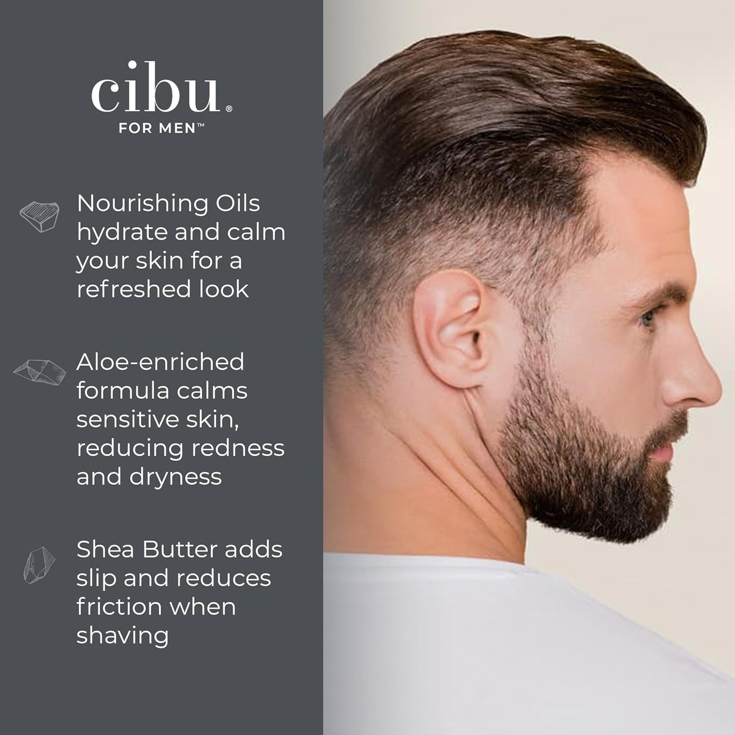 Cibu for Men Shaving Cream Gel 4.4 oz - Smooth Glide Shave Cream for Men with Shea Butter, Aloe, and Nourishing Oils to Protect Skin and Reduce Irritation