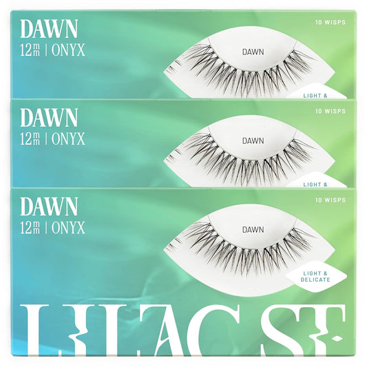 Lilac St - Dawn Natural Faux Eyelash Clusters (12mm, 3 Pack) - No "Makeup" Look - DIY Lash Extension Wisps - Lightweight & Lifelike - Lasts 10 Days - Cruelty Free, Vegan, Women Founded - 30 Lashes