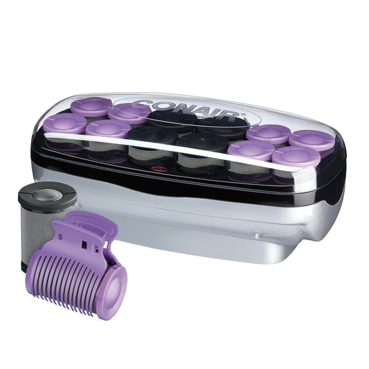 Conair Hot Rollers for Long, Medium & Short Hair, 12 Ceramic Flocked 1½-Inch and 1¾-Inch Heated Hair Rollers with Clips, Hot Curlers for Women, Volume & Curls, Amazon Exclusive