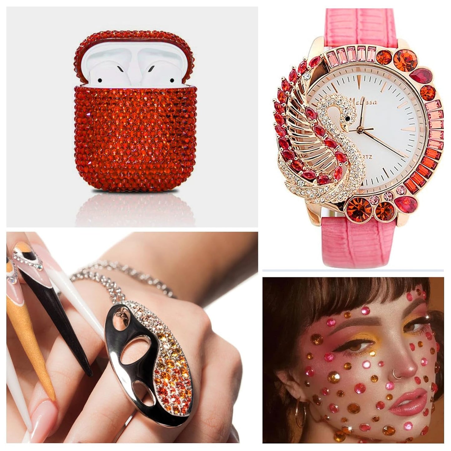 1440Pcs Orange Crystal Rhinestones,Glass Flatback Rhinestones Gemstones for Nail Face Makeup Art Crafts Clothes Decoration - (SS16,4.0mm,Orange)