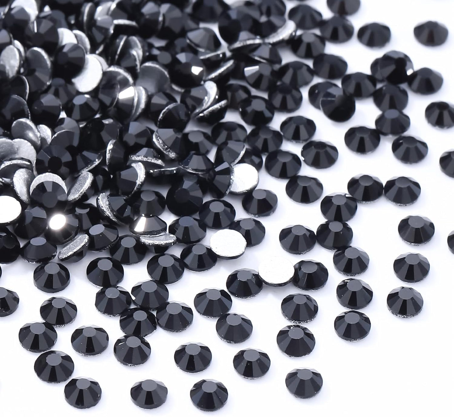 Black Flatback Rhinestones, Glass Rhinestones for Nail Art and Craft, Glue Fix, Loose Crystal Gemstones(Black, SS6, 1440pcs, 1.9-2.0mm)