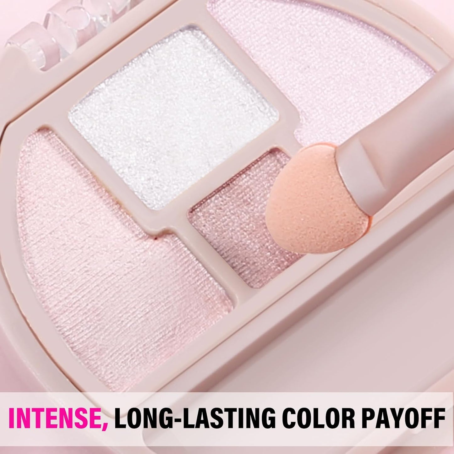 Boobeen 4-Color Makeup Palette, Highly Pigmented Glitter Eyeshadow Contour Palette with Smudger, Multi-purpose Face Makeup Palette for Eye/Face/Highlighter, Creates Shimmer Finishes, Long-lasting