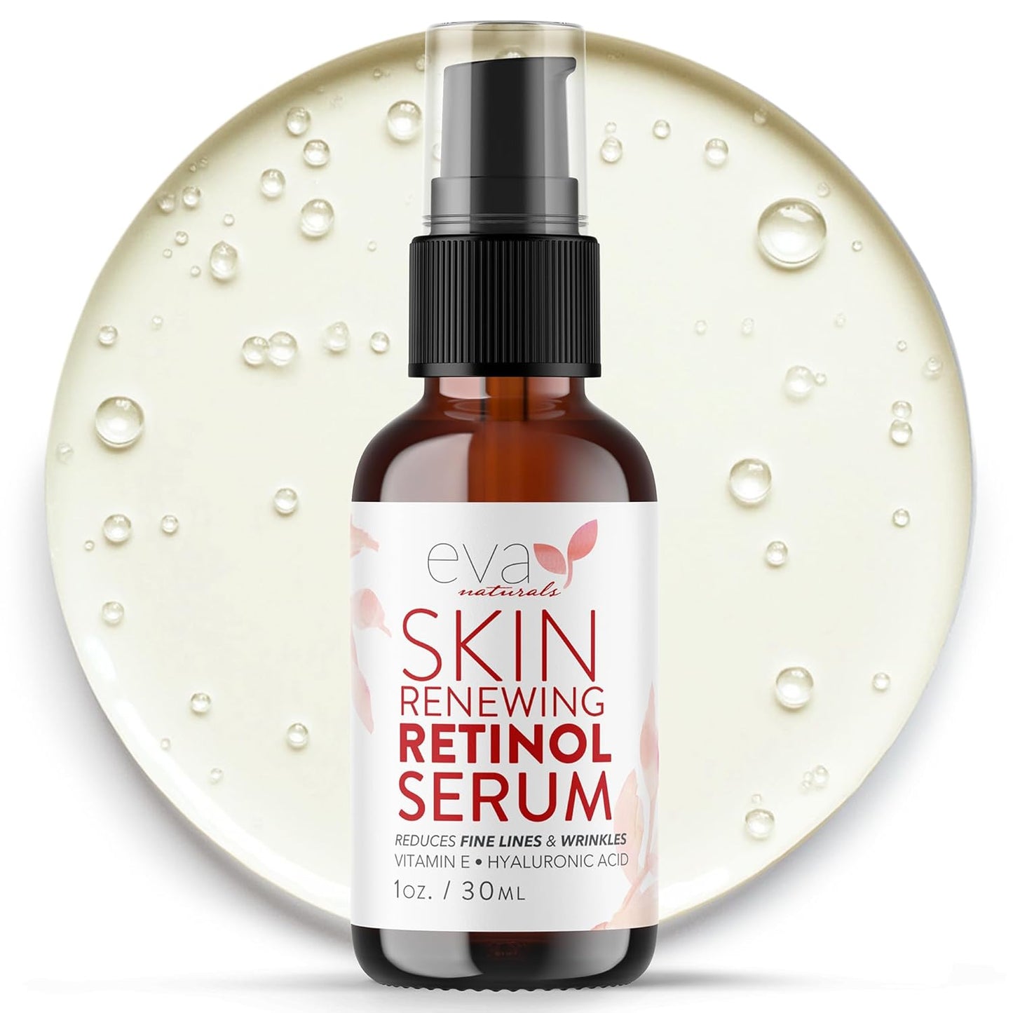 Retinol Serum for Face with Hyaluronic Acid & Vitamin E - For Anti-Aging, Fine Lines, Wrinkles, Resurfacing, Acne Marks and Scars, Skin Brightening, Dark Spot Correction Night Serum - 1oz