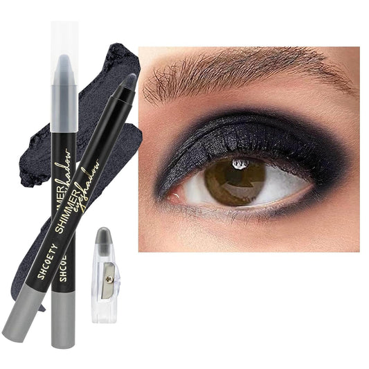 Black Eyeshadow Stick, Blendable Creamy eyeshadow Eye Brightener Stick, Waterproof Eyeshadow Pencil Long Lasting Crayon, Smooth Shimmer Eye Shadow Highlighter Eye Liner Makeup.#7 black shimmer