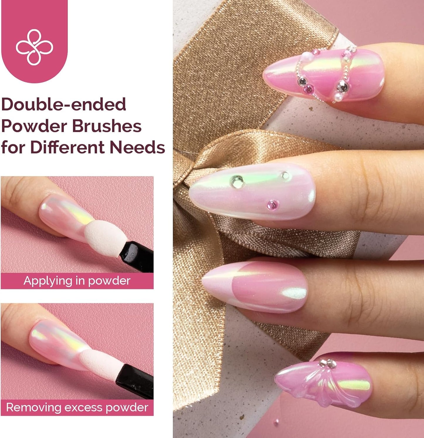 MelodySusie Chrome Nail Powder for Gel Nails, Aurora Fine Glitter Powder Mirror Effect Pigment Pearlescent Mermaid Pigment Pearl Glitter for Home DIY Salon Use