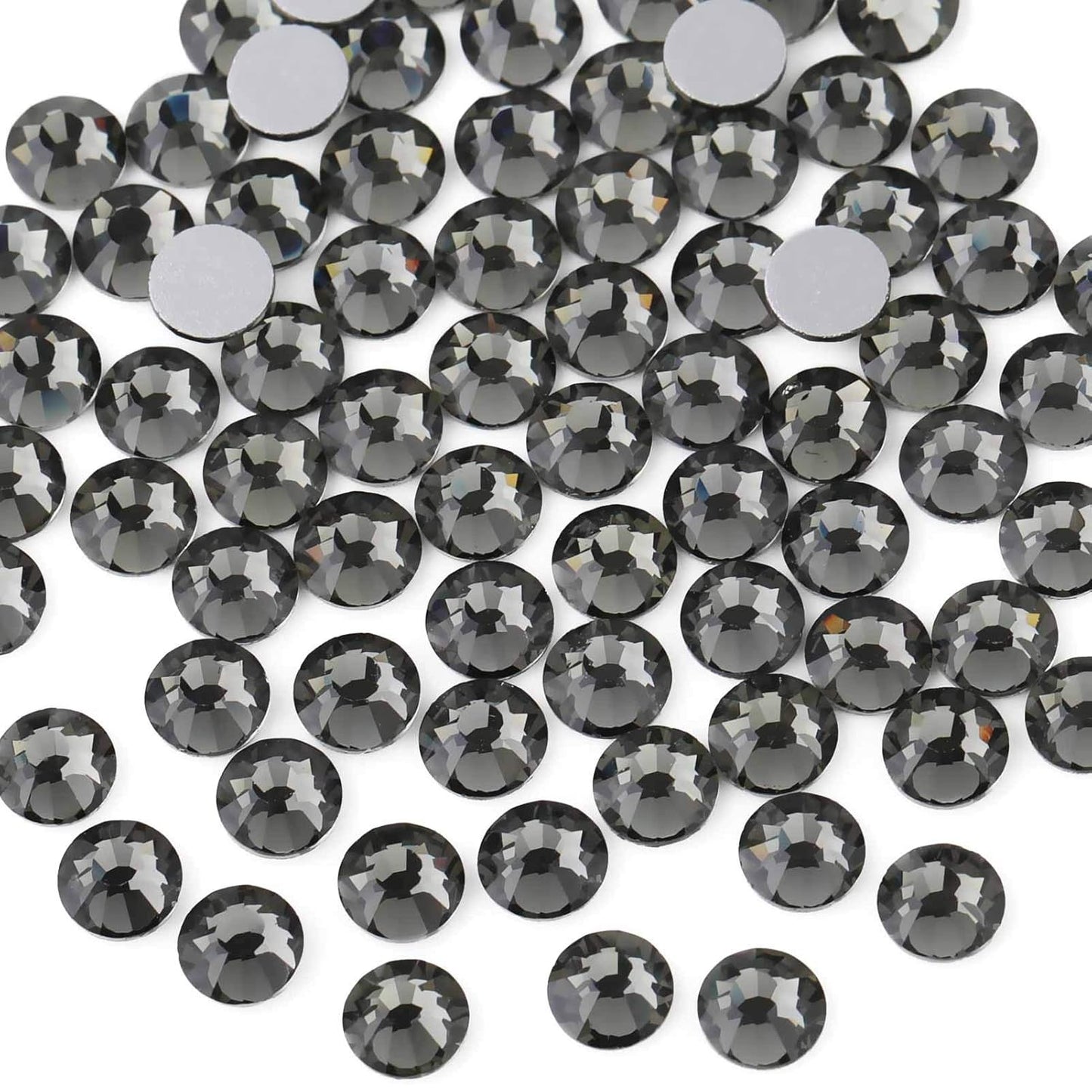Beadsland 1440pcs Flat Back Crystal Rhinestones Round Gems for Nail Art and Craft Glue Fix,Black Diamond,SS3,1.2-1.4mm