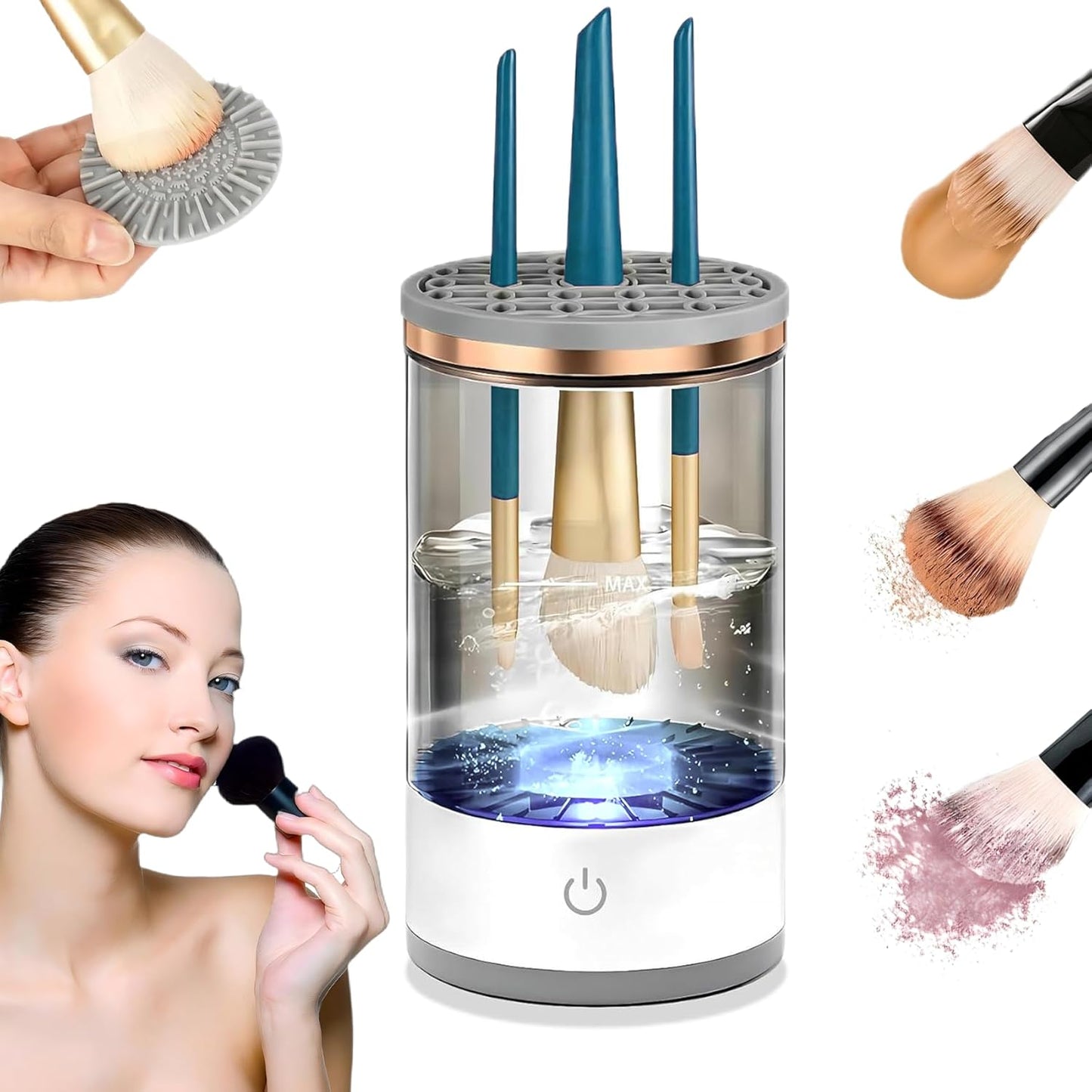Electric Makeup Brush Cleaner Machine - Quick Efficient Machine for Deep Cleaning All Types of Brushes, Beauty Tool for Women Travel