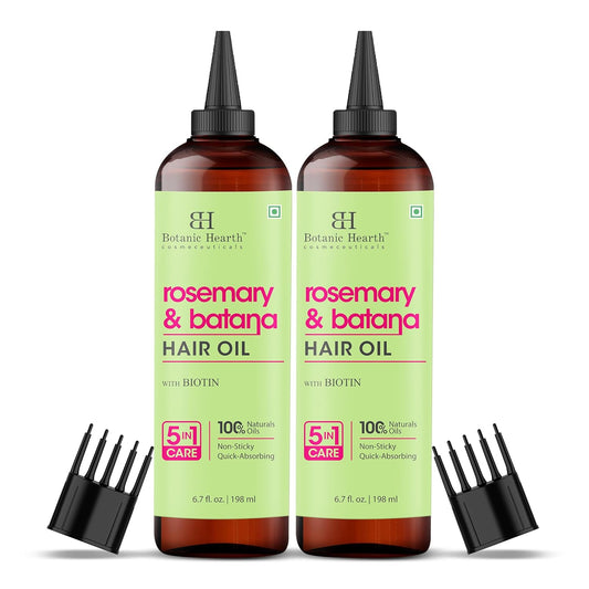 Botanic Hearth 100% Pure Rosemary Batana Hair Oil (2fl oz-Pack of 2) with Biotin |Hair Oil Repairs Dry Damaged Hair, Strengthening, Healthier Hair- Hair Tonic