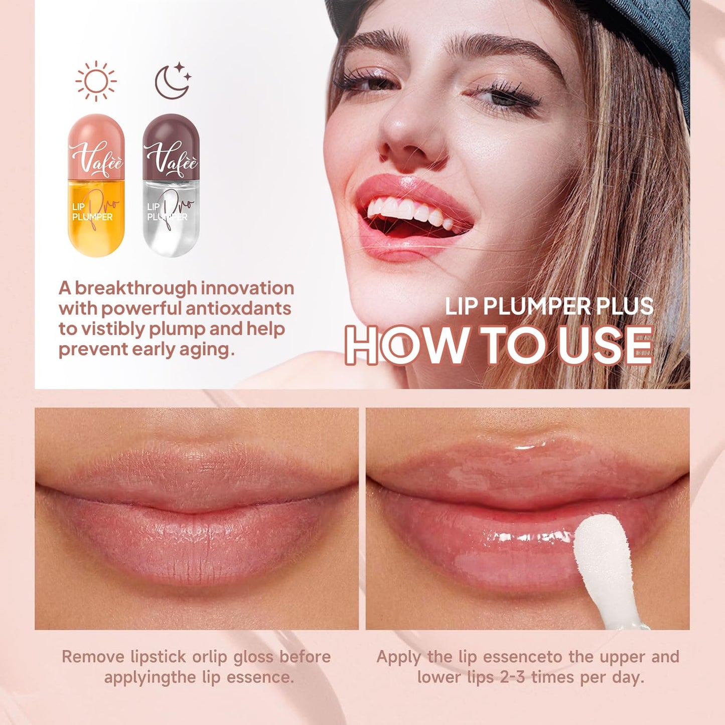 Lip Plumper by Vafee, Natural Lip Plumper and Lip Care Serum, Lip Enhancer for Fuller, Lip Mask, Beautiful Fuller, Hydrating & Reduce Fine Lines (A-02#PLUS Yellow) (A-02#PLUS Yellow)
