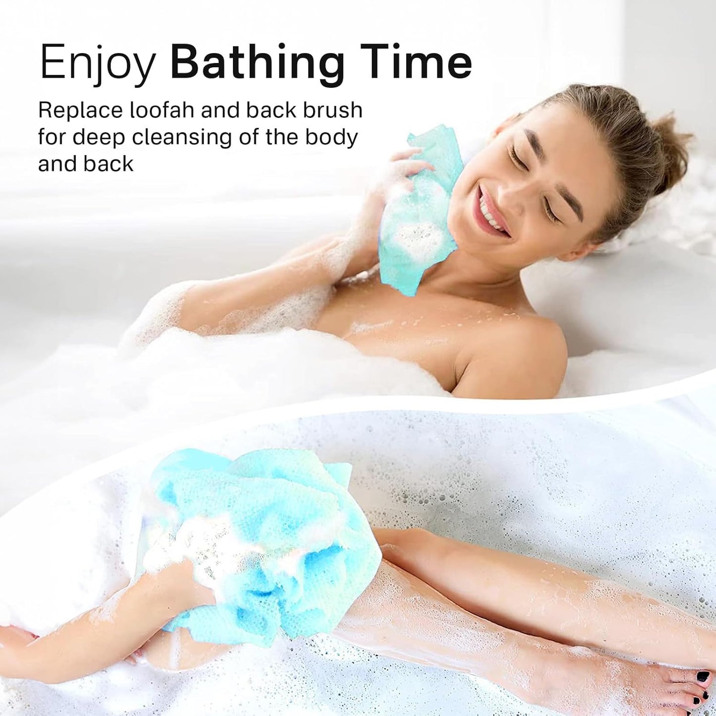 Yiclick 2pcs Back Scrubber for Shower Bath ，Exfoliating Body Scrubber, Body Exfoliator Loofah Luffa Sponge Net Rag Back Washer