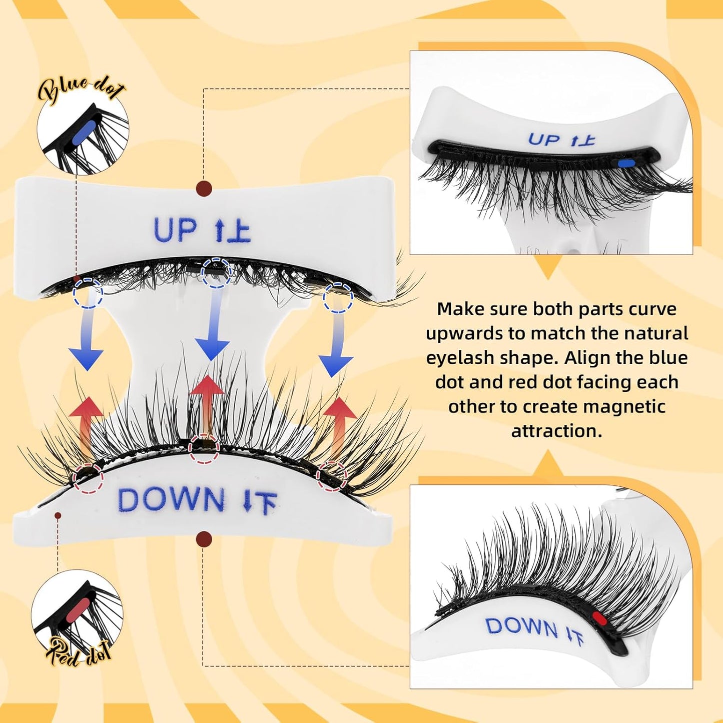 QUEWEL Magnetic Eyelashes, Reusable Magnetic Lashes With Applicator No Glue Needed Eyelashes without Eyeline Natural Look Lash Clusters (G-YC-D01)