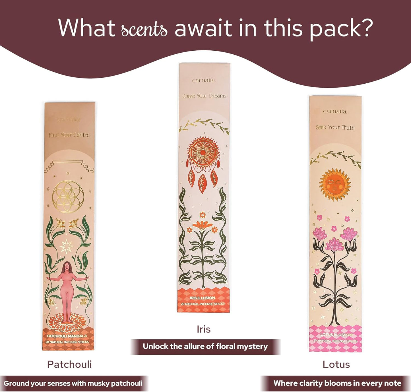 Carnatia Magic Within You Incense Sticks – Set of 6 Spiritual Scents for Manifestation, Inner Motivation & Calm | Natural, Slow-Burning Aromas for Meditation & Rituals!