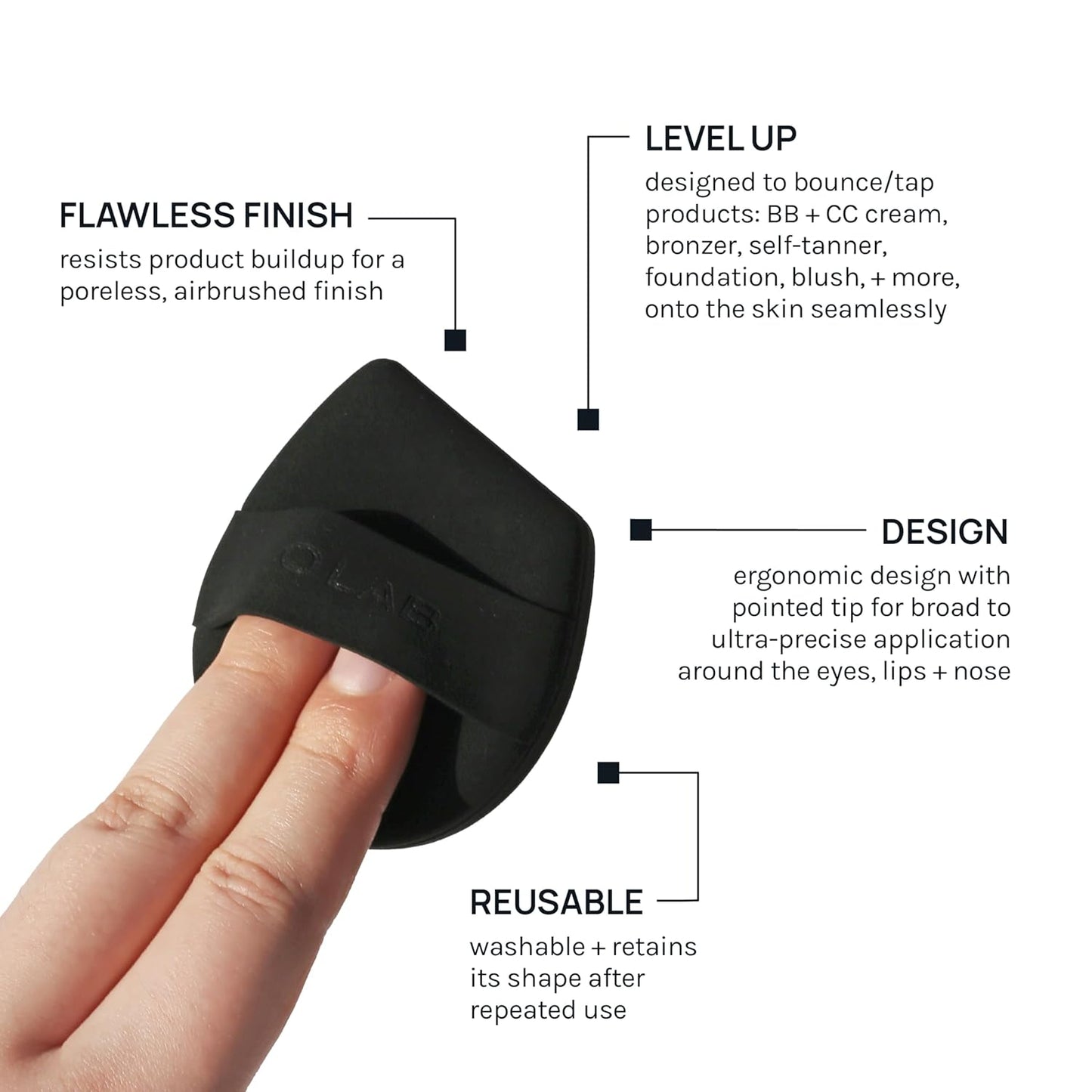 AOA Studio Silky Silicone Makeup Sponge Set, Reusable Cosmetic Applicators Extra Soft Rubycell Makeup Sponges (Onyx)