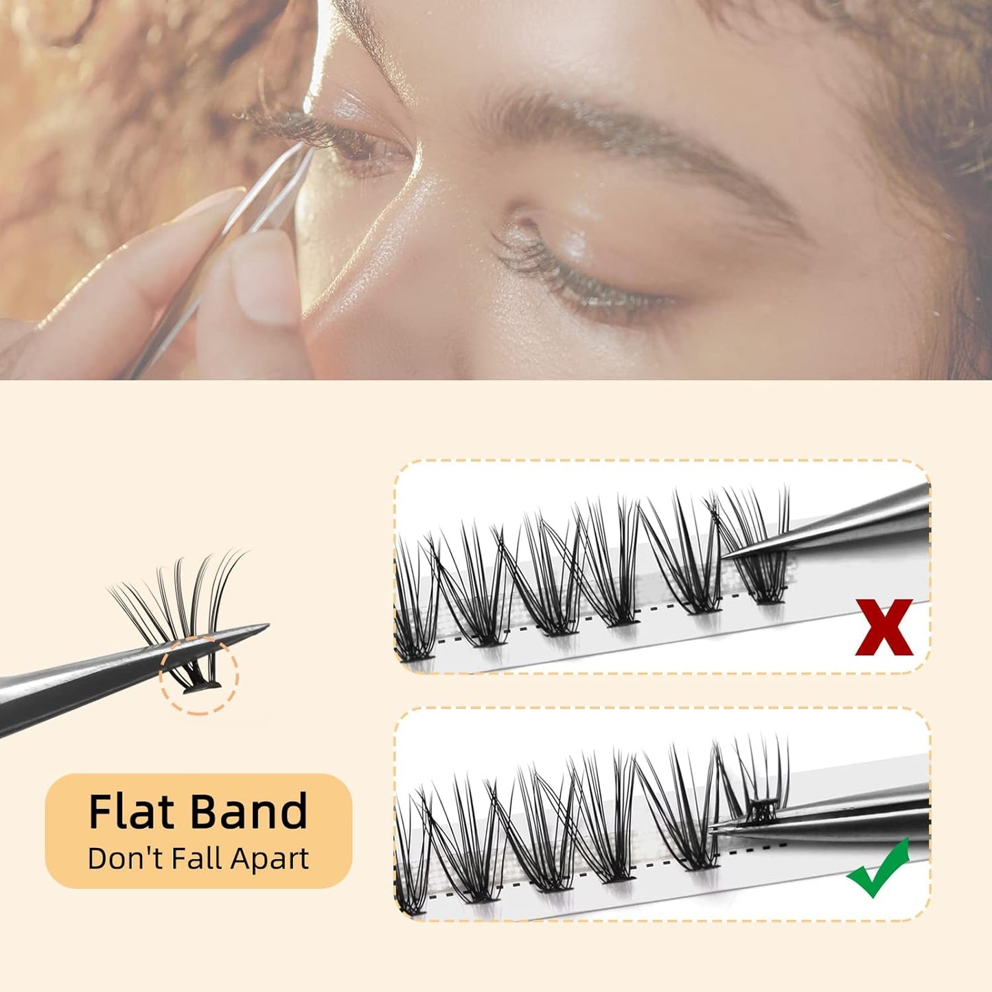 QUEWEL Cluster Lashes 240Pcs Individual Lashes 20D 0.07D Curl 14mm Knot-Free Lash Extensions Clusters Lashes Soft&Natural False Eyelashes Individual DIY Eyelash Extension at Home(20D 0.07D 14)