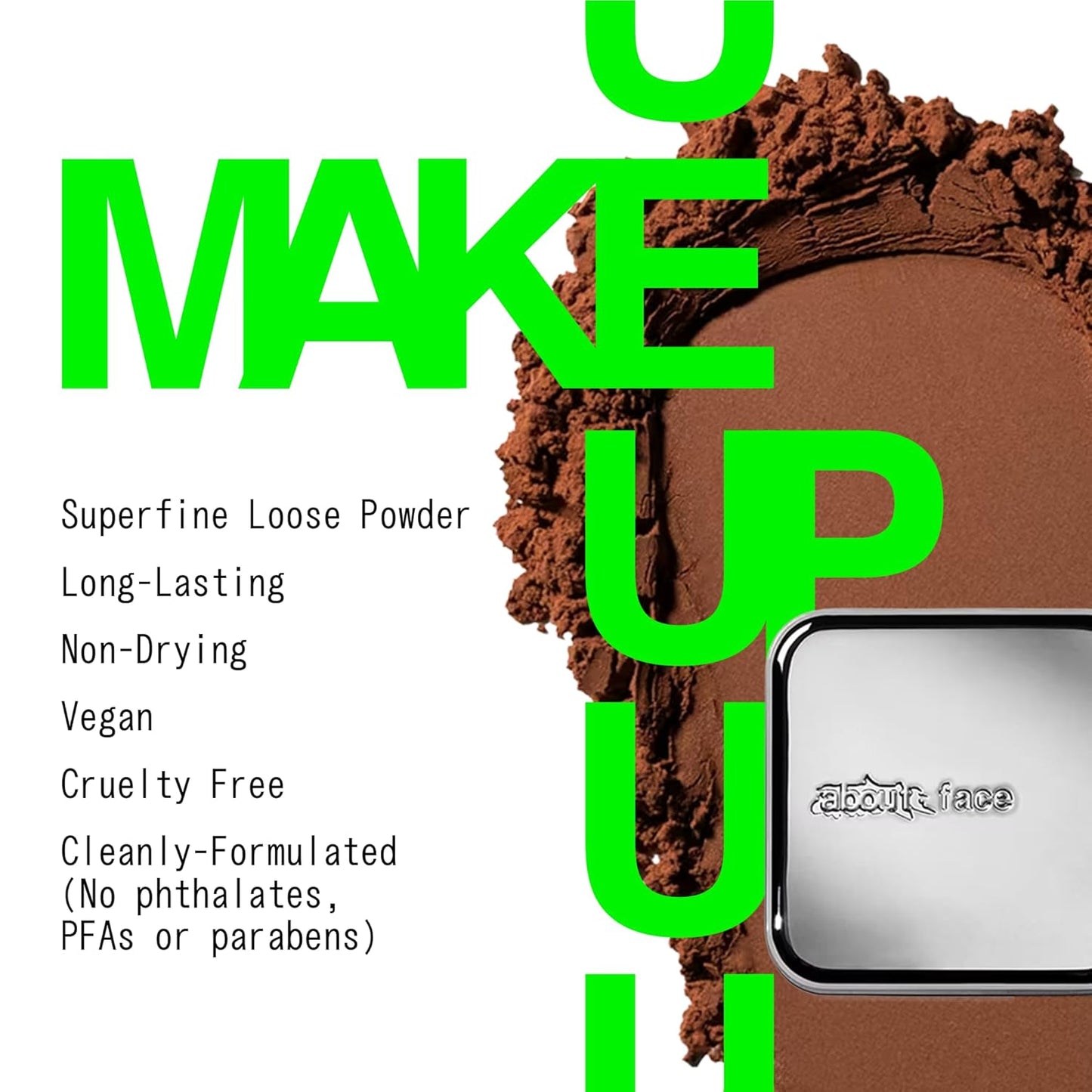 about-face Curtain Call Set & Smooth Loose Powder Applause – Lightweight, Oil-Absorbing Setting Powder with Rice Starch & Corn-Based Talc Alternative – Vegan, Cruelty-Free – 0.35oz (Deep)