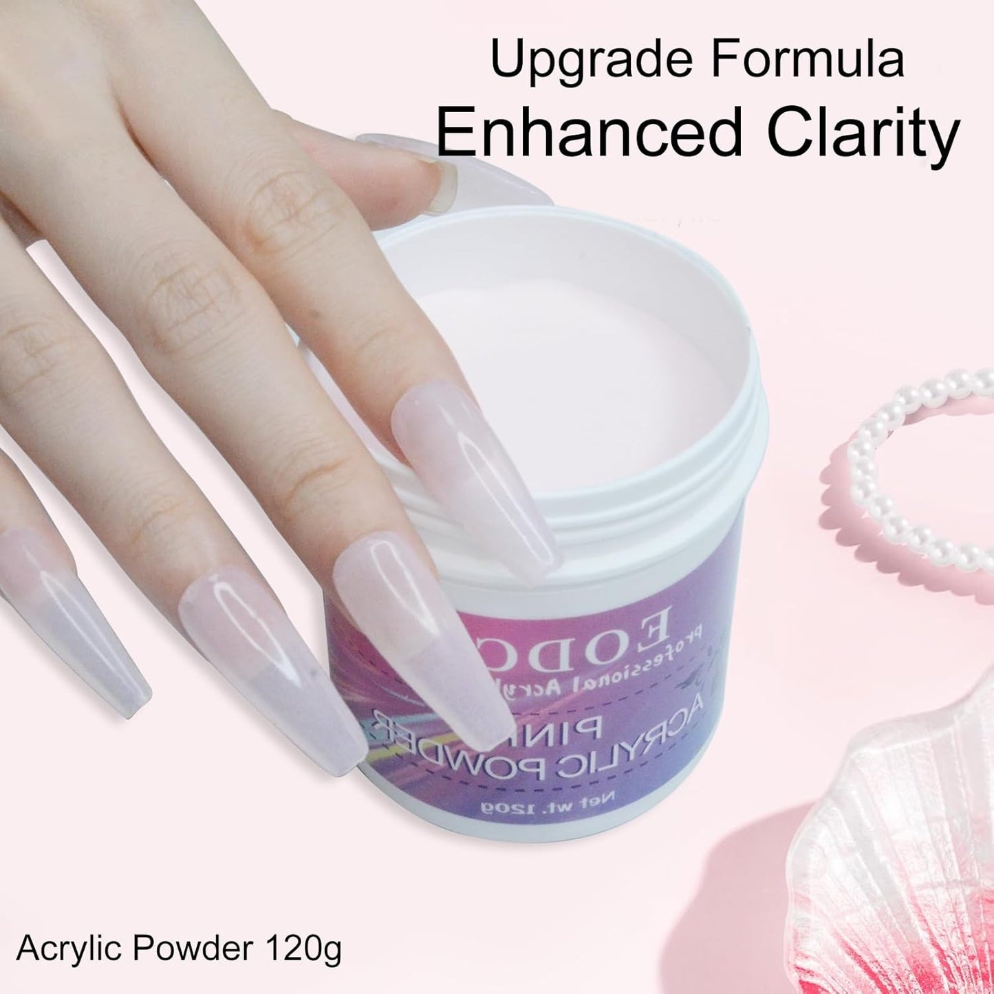 2Pcs 4oz White/Clear Acrylic Powder, Large Capacity Professional Acrylic Nail Powder Polymer for 3D French Nail Manicure Extension Nail Carving Acrylic Powder