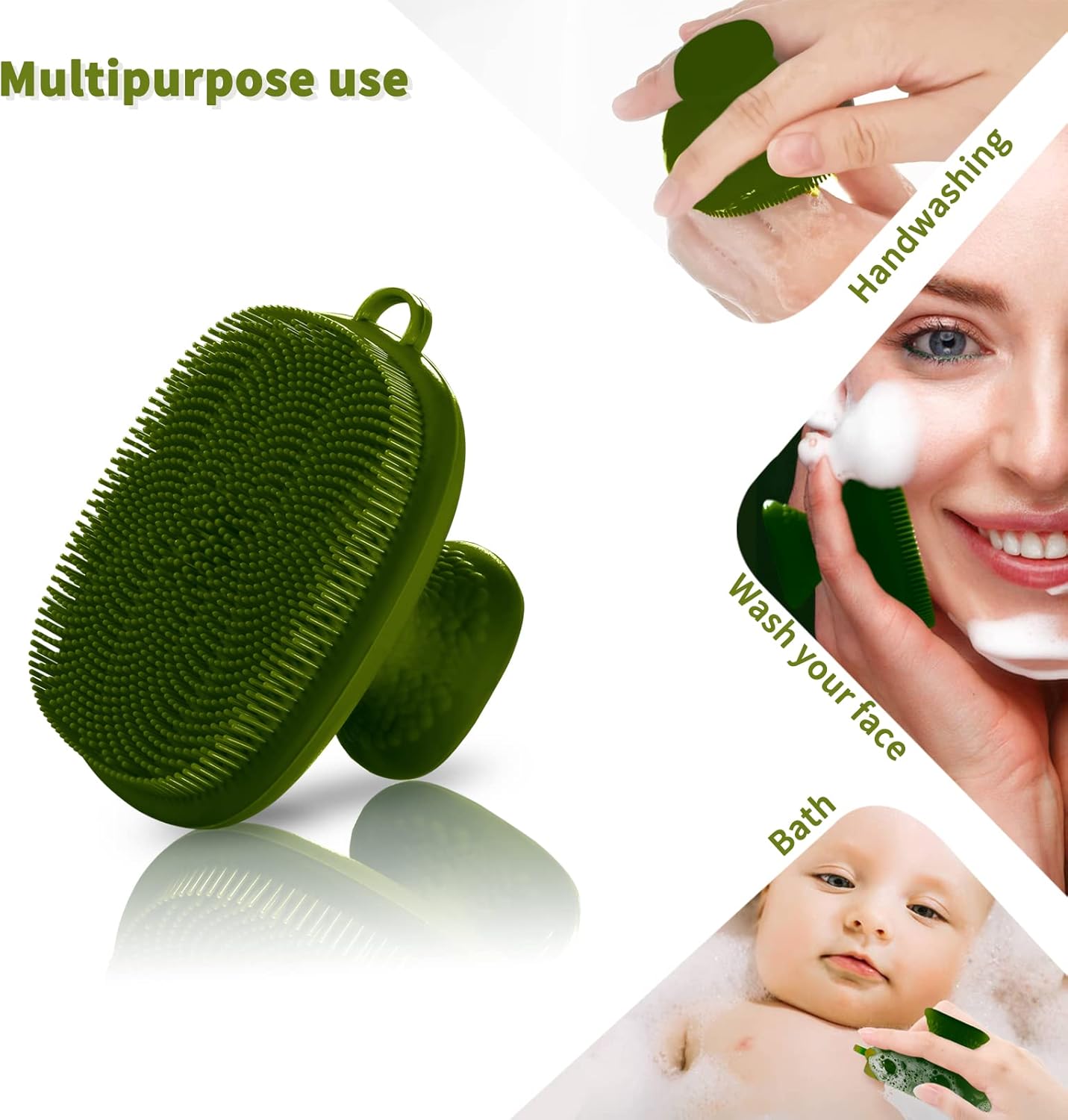VWMYQ Silicone Face Scrubber for Men Facial Cleansing Brush Silicone Face Wash Brush Manual Waterproof Cleansing Skin Care Face Brushes for Cleansing and Exfoliating (Green)