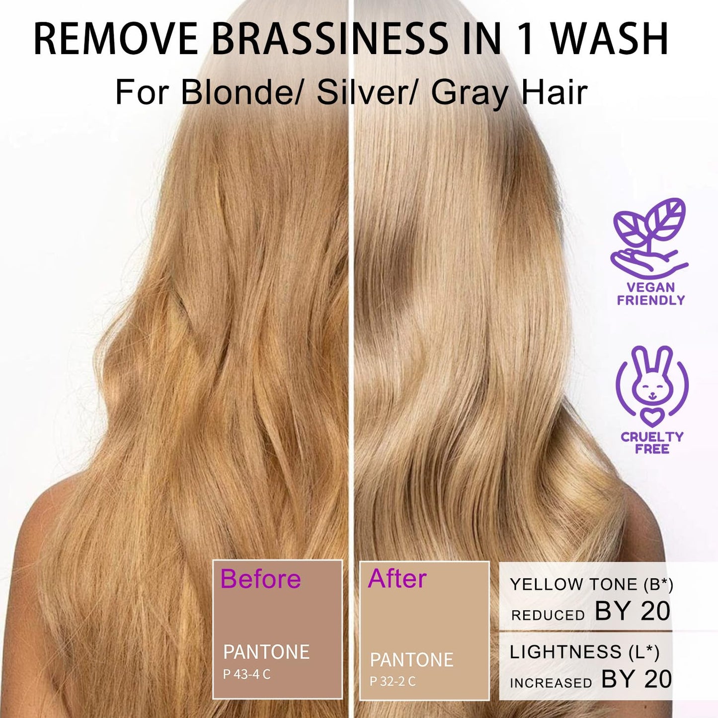 Sulfate Free Brass Toning Purple Shampoo Bar and Conditioner Set for Blonde, Bleached, Silver, or Brown Hair, Neutralizes Brassy Yellow Orange Tones, 6 oz