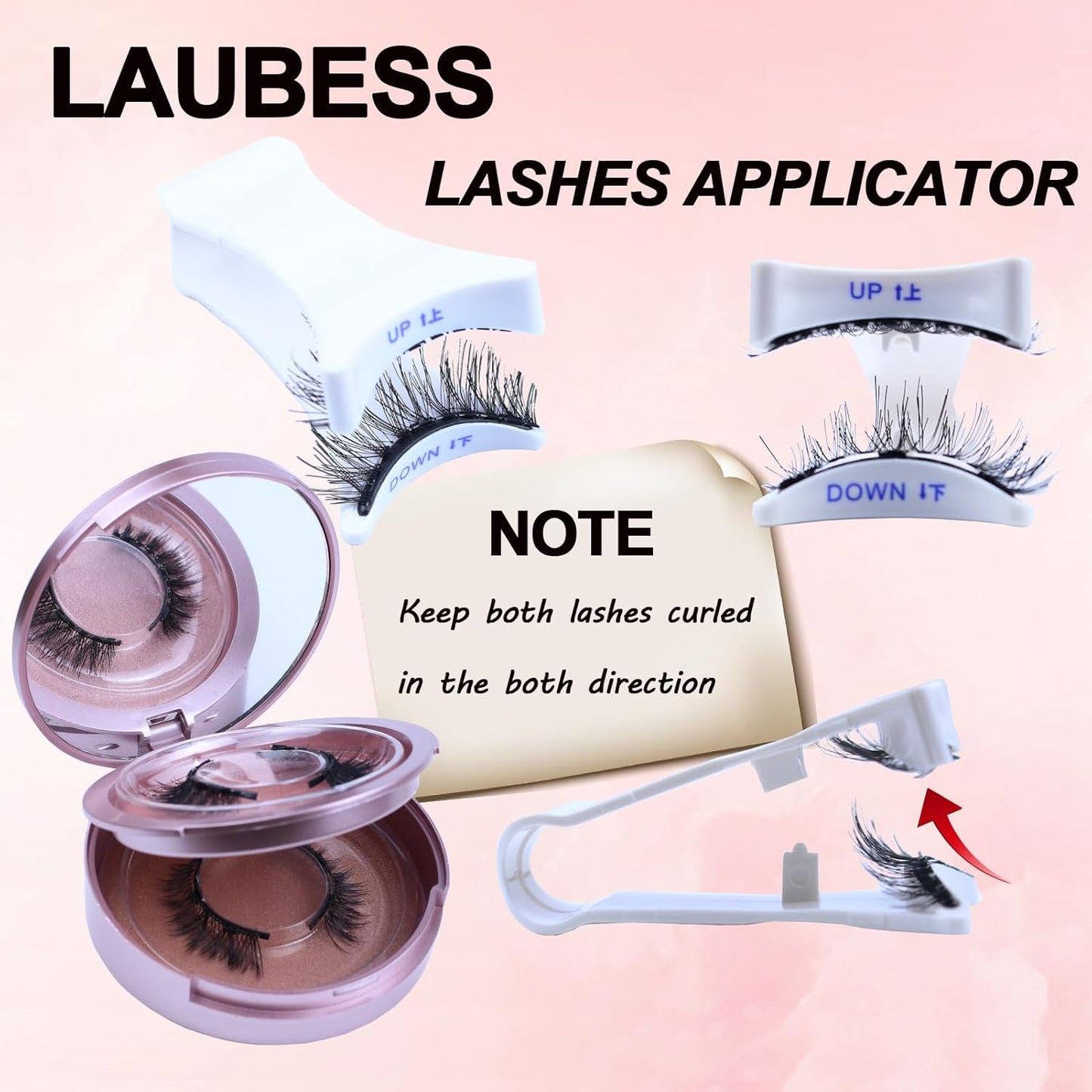 LAUBESS Magnetic Eyelashes with Applicator 2 Pair No Glue Needed Natural Look Magnetic Lashes Easy to Wear and Remove(L06/L08)