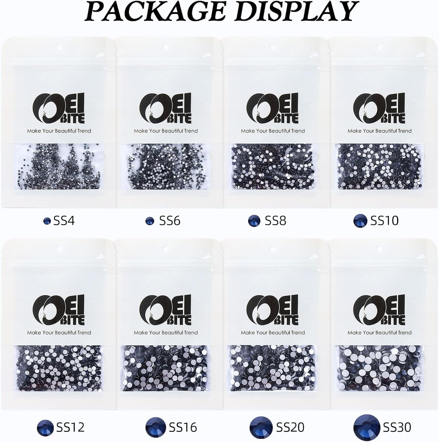 Montana Flatback Rhinestones, Glass Rhinestones for Nail Art and Craft, Glue Fix, Loose Crystal Gemstones(Montana, SS12, 1440pcs, 2.9-3.0mm)