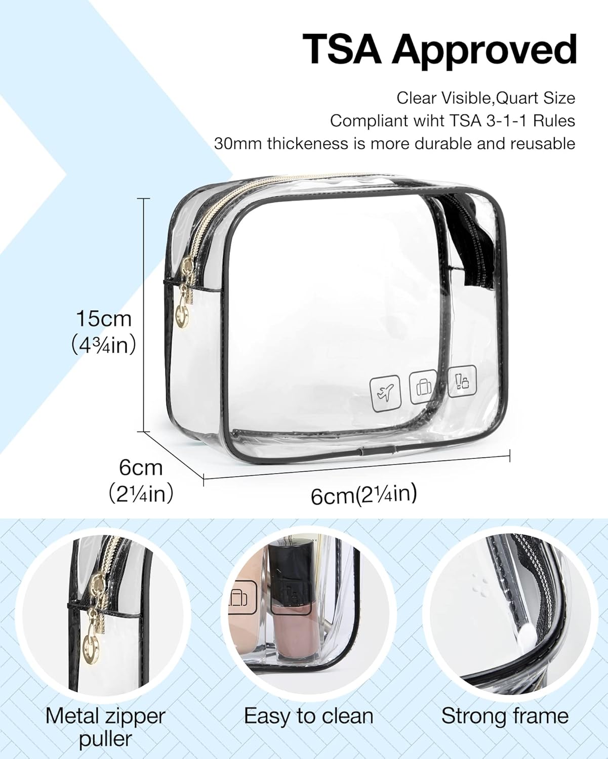 BAGSMART Toiletry Bag Hanging Travel Makeup Organizer with TSA Approved Transparent Cosmetic Bag Makeup Bag for Full Sized Toiletries, Large-Blck