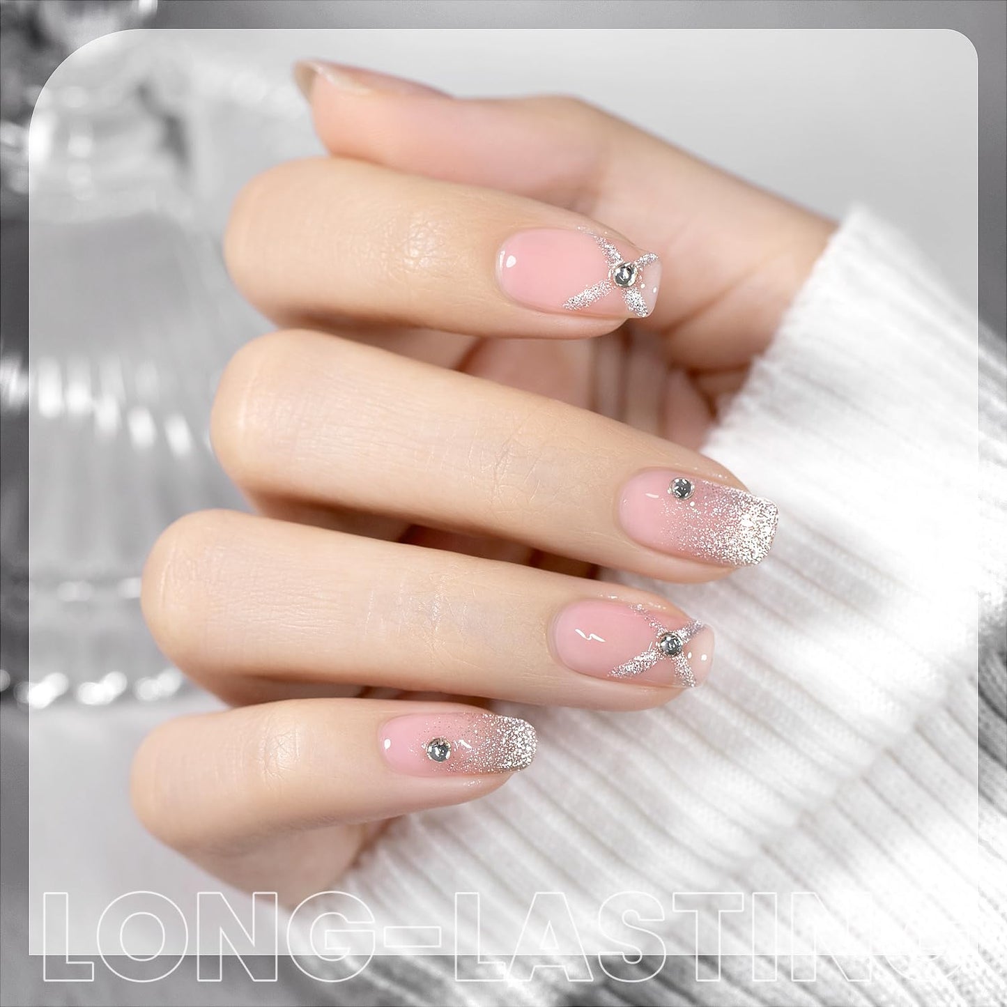 RARJSM Silver Cat Eye Gel Nail Polish with Magnet Stick Reflective Sparkle Translucent Clear White Glitter Cateye Gel Polish 15ml Single Bottle UV LED Curing Requires Soak Off for Home Salon