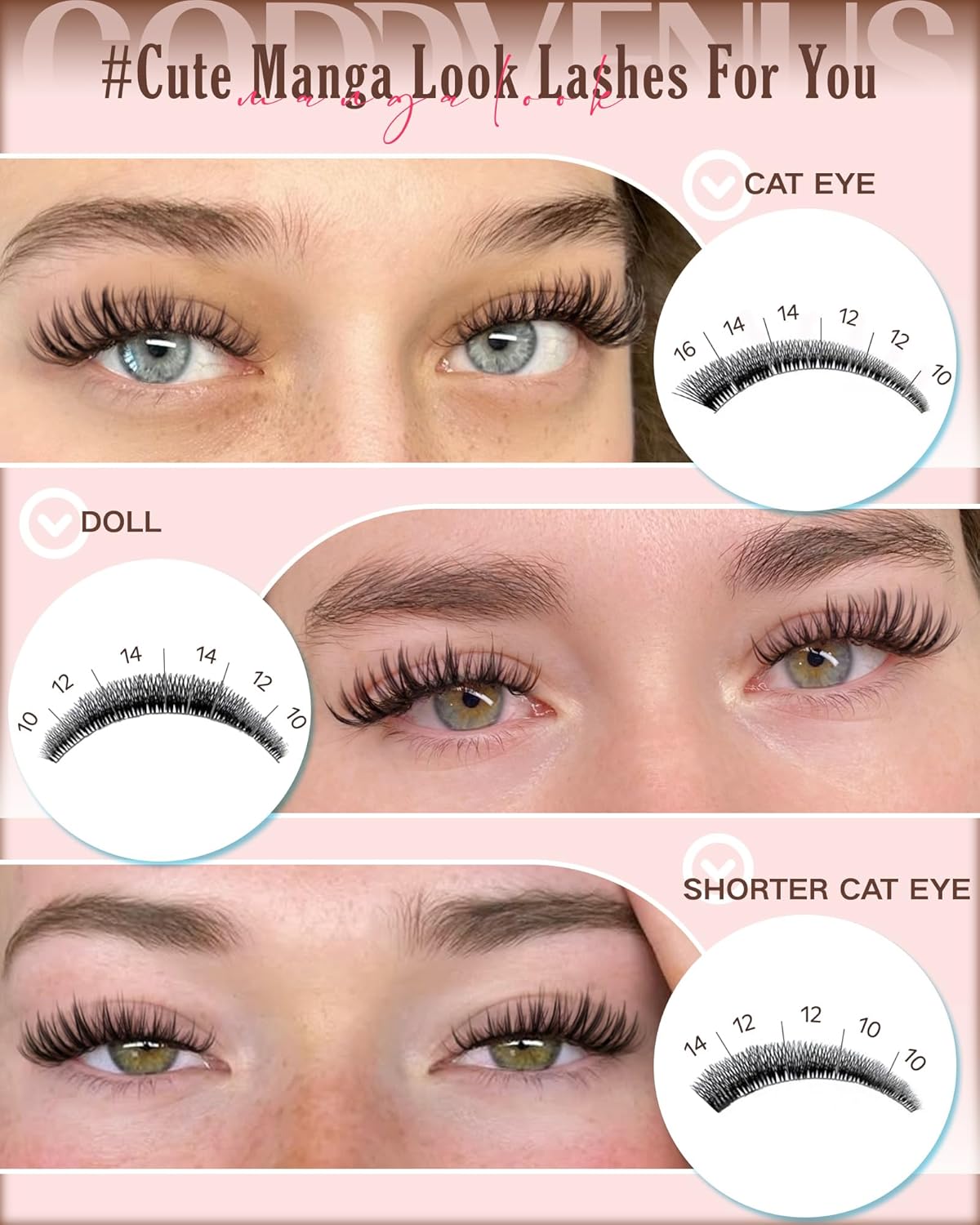 Manga Lash Clusters Natural Wispy Cluster Eyelash Extensions 180 Pcs Fairy C Curl Cluster Lashes 10-16mm Fluffy Lash Extensions Anime Cosplay No Plastic Feel Individual Lash by Godddvenus