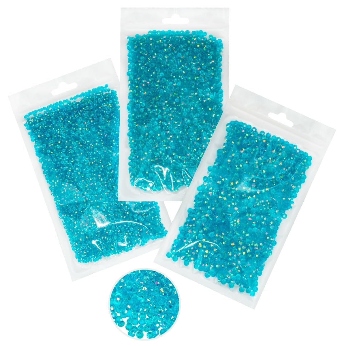 16000PCS 3mm 4mm 5mm Teal Blue AB Resin Rhinestones for Crafting Turquoise Blue Flatback Jelly Stones Bulk SS10 SS16 SS20 Diamonds Gems for Nails Face Eyes Makeup Tumblers Bottles DIY Crafts