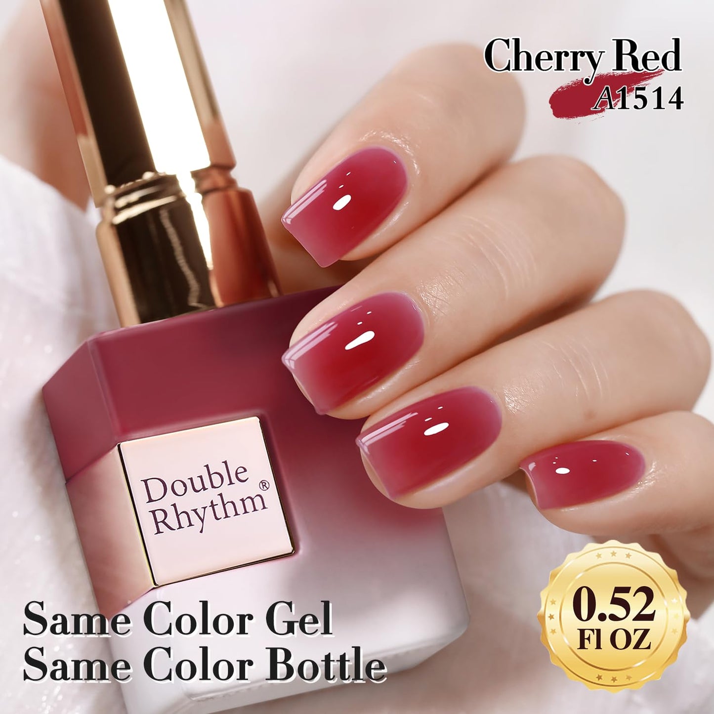 Double Rhythm 0.50 OZ Translucent Gel Polish Same Color Same Bottle Sheer Pastel Neutral Natural Milky 15 ML Jelly UV Nail Art DIY at Home (Dark Rose Red-A1514)