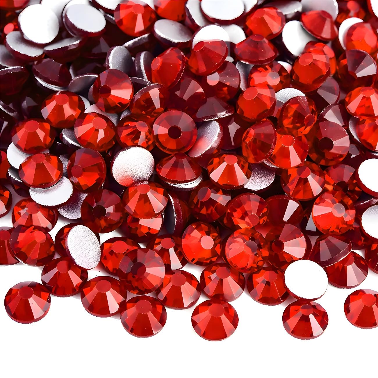 Flatback Rhinestones Round Gems for Nails Art and Crafts 1250Pcs SS20 5mm Glitter Crystals Stone DIY Bags Clothes Shoes (Red)