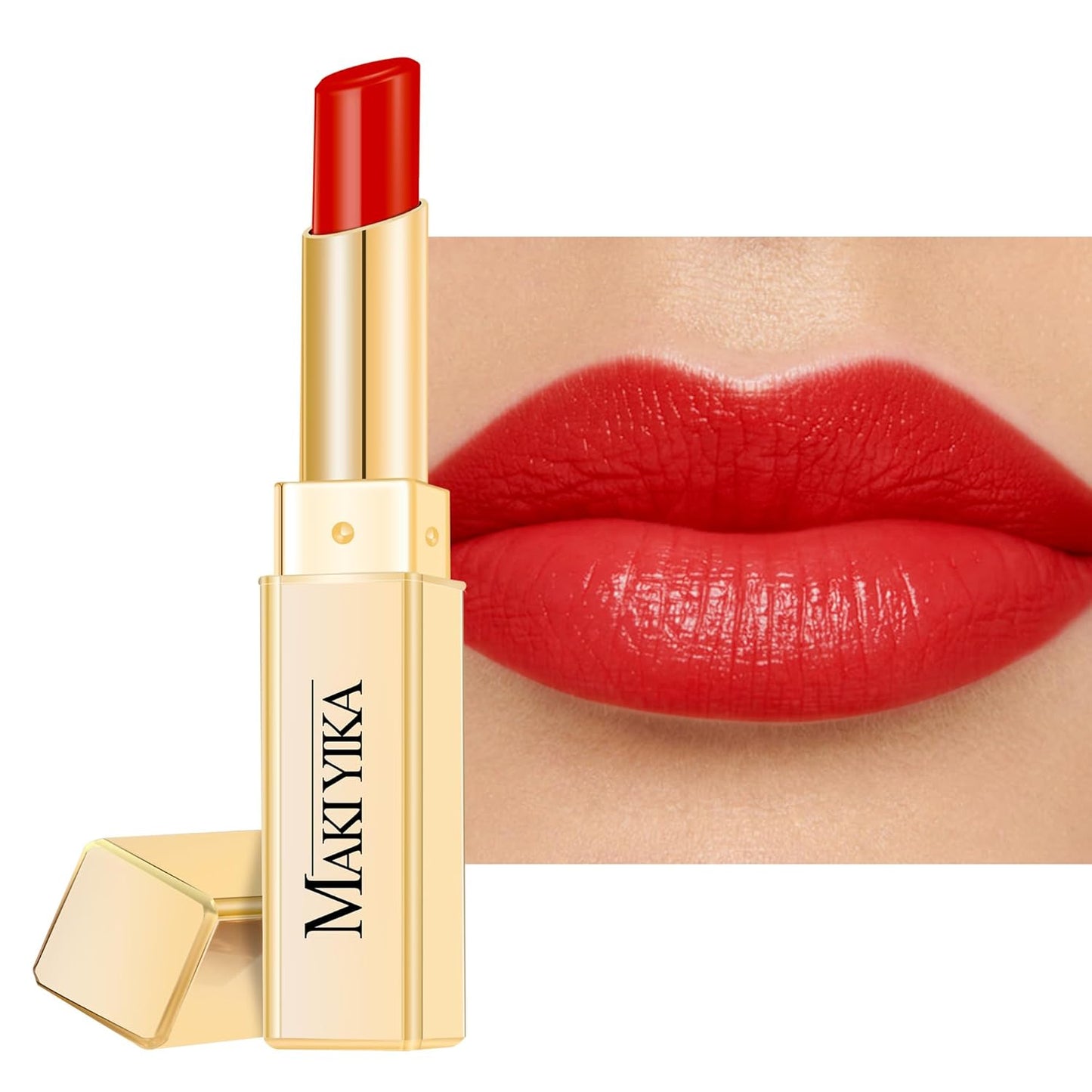 MAKI YIKA Moisture Red Lipstick for Women Hydrated Tinted Lip Balm for Dry Cracked Lips Weightless Glossy Lip Color Juicy Finish,MA063 Red Soul