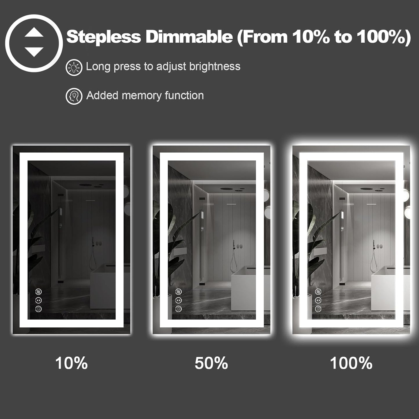 Amorho LED Bathroom Mirror 24"x 36" with Front and Backlight, Stepless Dimmable Wall Mirrors with Anti-Fog, Shatter-Proof, Memory, 3 Colors, Double LED Vanity Mirror(Horizontal/Vertical)