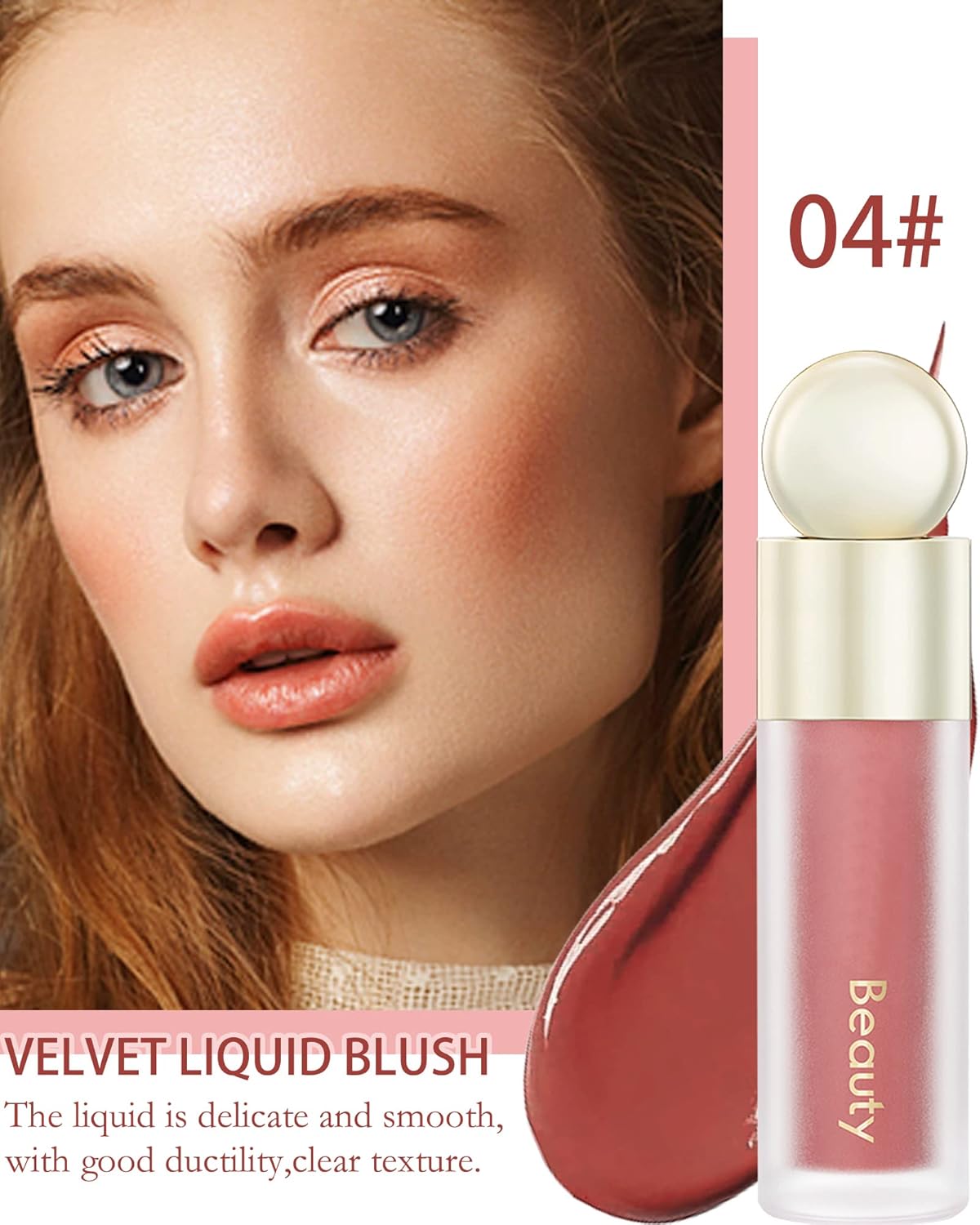 Velvet Liquid Blush Wand, Creme Blush Makeup Stick,Blush Beauty Makeup Dual Use for Cheeks & Lips, Long-Wearing,Dewy Finish,Skin Tint Blush, Contour Blush Wand,Thanksigiving Gift for Women-04