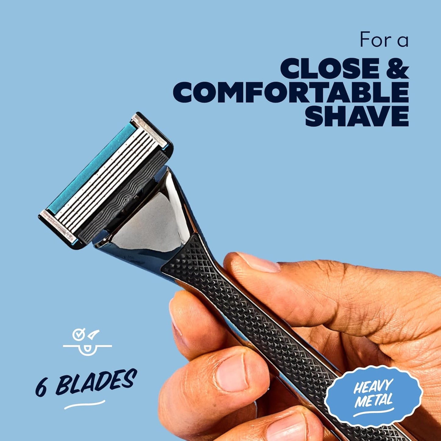 Dollar Shave Club | Heavy Metal Handle Shave Set with Razor Cover | 2 Extra Close Refill Cartridges, 1 Heavy Metal Handle, 1 Razor Cover, Razors for Men