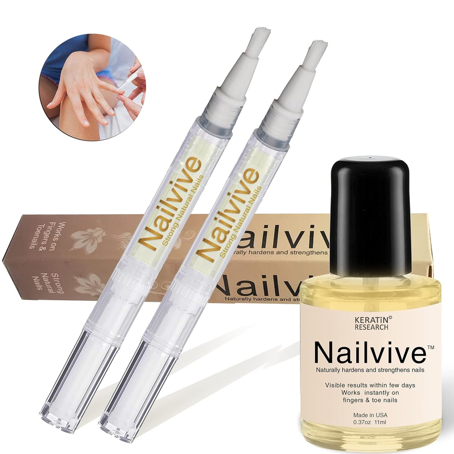 NAILVIVE Nail Serum Powerful Natural Keratin Nail Treatment Silk Proteins Proven Natural Formula Strengthening Hardening nails Instantly Prevents Splits Chips Peels Cracks on Your Nails (Bonus Pack!)