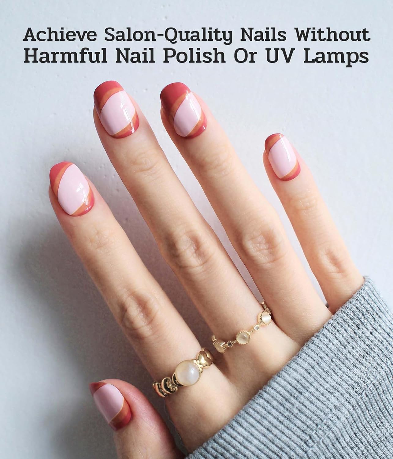 Nail Polish Strips - 22 Pcs Salon Quality Gel Nail Stickers - Long Lasting Wraps (Gummy Watermelon Ring Red)