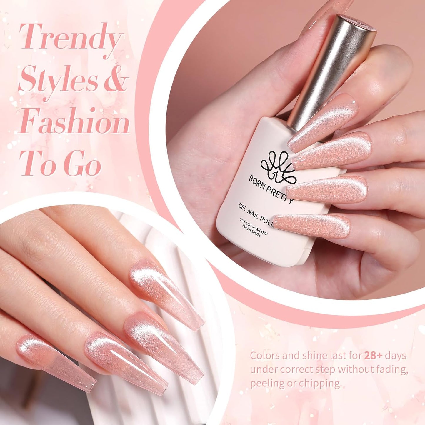 Born Pretty Magnetic Gel Nail Polish Jelly Cat Magnetic Eye Gel Polish Crystal Transparent Auroras Nail Gel for Salon Home DIY Manicure Use