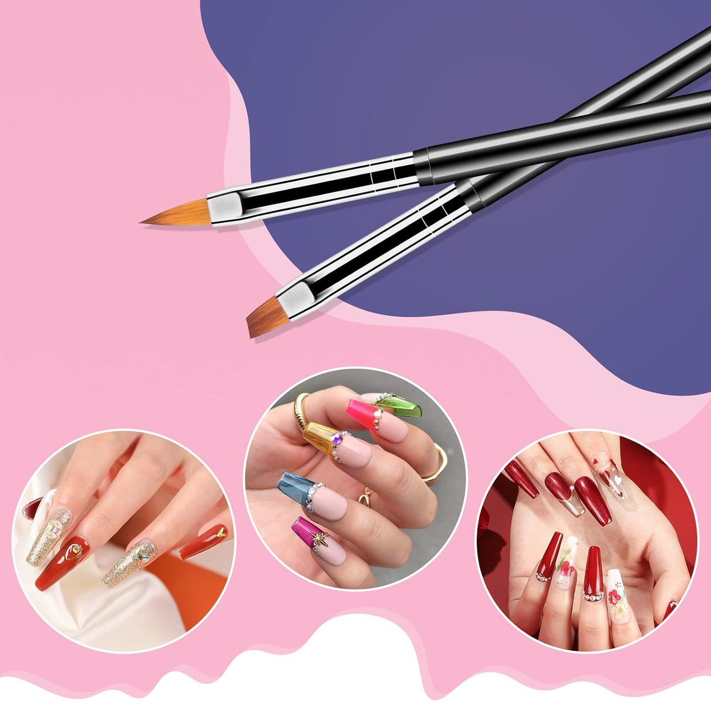 Artdone Nail Dotting Tools 6PCS Double-ended Nail Art Brushes Kit Nail Art Gel Polish Liner Brushes Design Pen For Nail Drawing And Nail Paint Brushes Small Detail Brushes