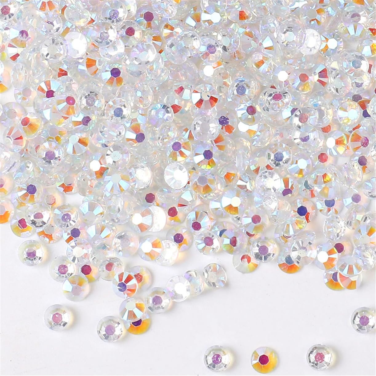 1000 Pieces SS20 5mm Flatback Rhinestones AB Clear Round Gems Crystals for Nail Art DIY Crafts Clothes Shoes Bags （Transparent AB）