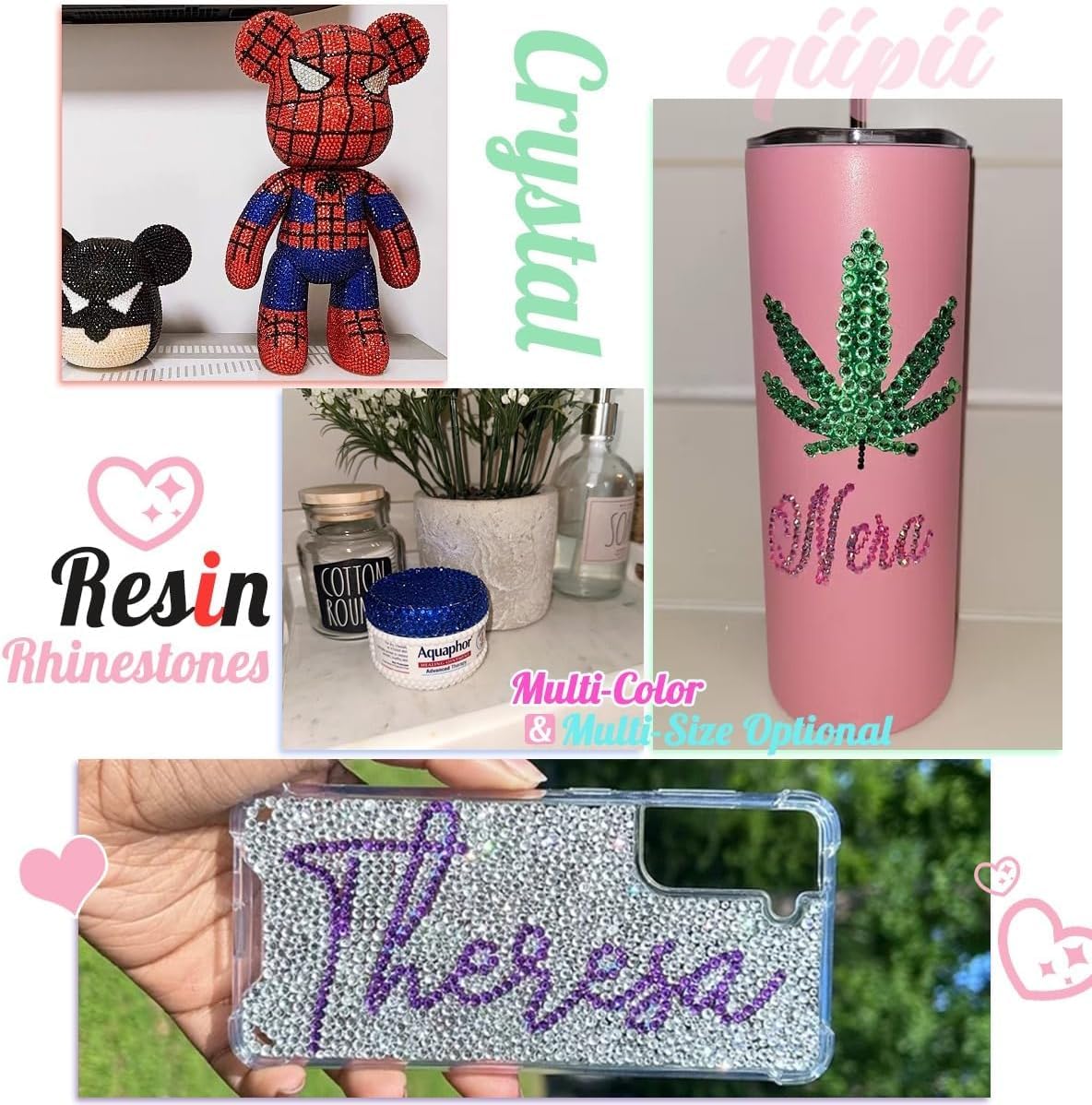 16000PCS Light Pink Crystal Resin Rhinestones for Crafting 3mm 4mm 5mm Flatback Stones Non-Hotfix Diamonds Crystals Gems Charms for Nails Face Eyes Makeup Tumblers Bottles DIY Crafts Clothes Sheos