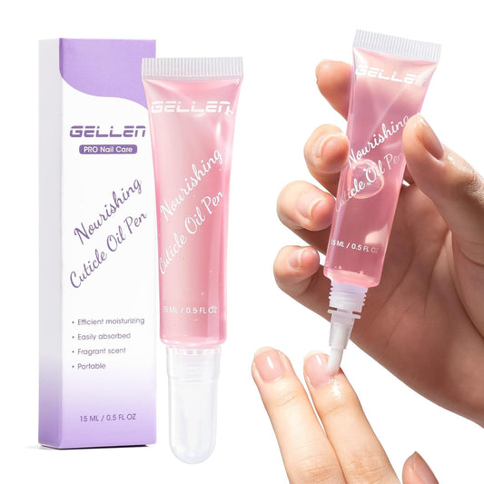 Gellen Cuticle Oil, Nourishing Nail Growth Oil Pen | Rich with Jojoba Oil & VE Soften Cuticles Strengthen Healthier-Looking Nails, Brush Applicator, Pro Care for Nails & Dry Hands, Strawberry Scent