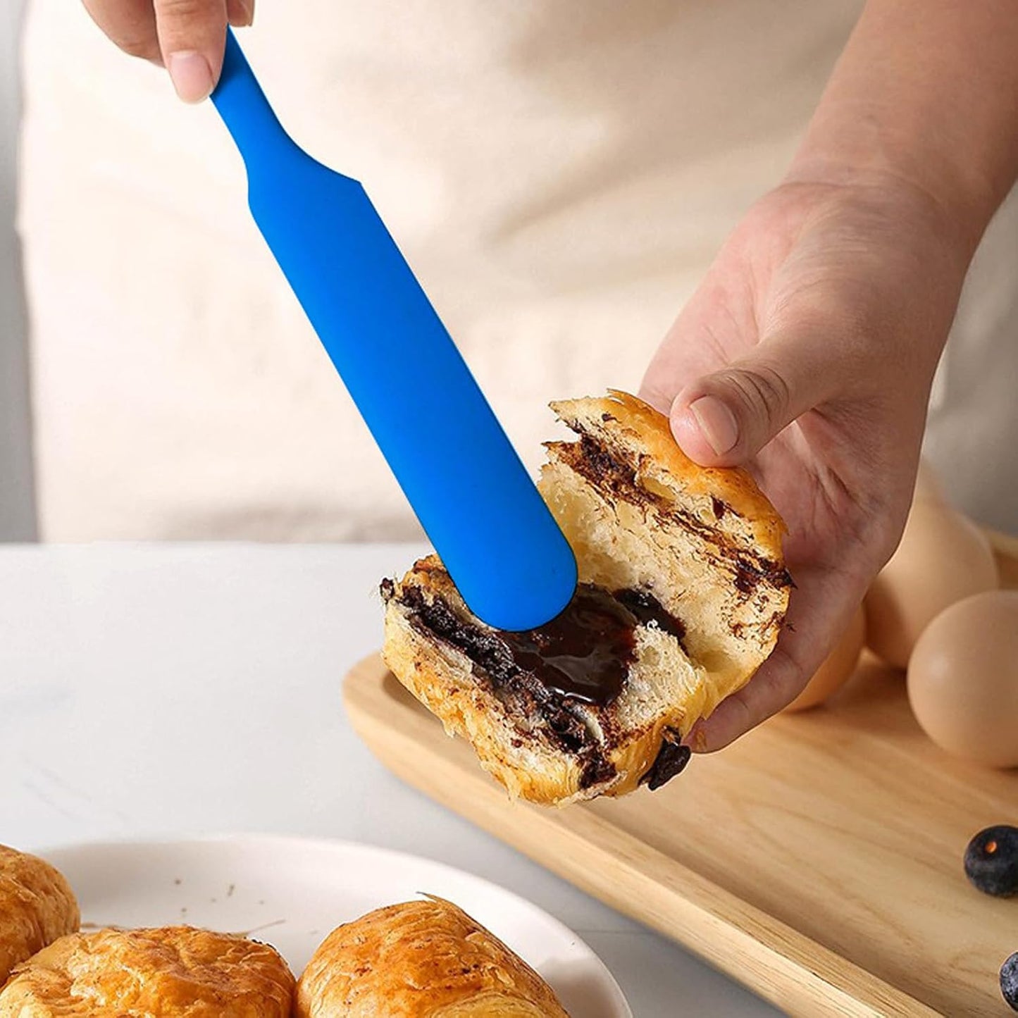 6pcs silicone double end scraper creative mini tip spatula cosmetics heat resistant safety spatula foundation make-up makeup tool, reusable rubber spatula beauty silicone stirrer for cosmetics kitchen