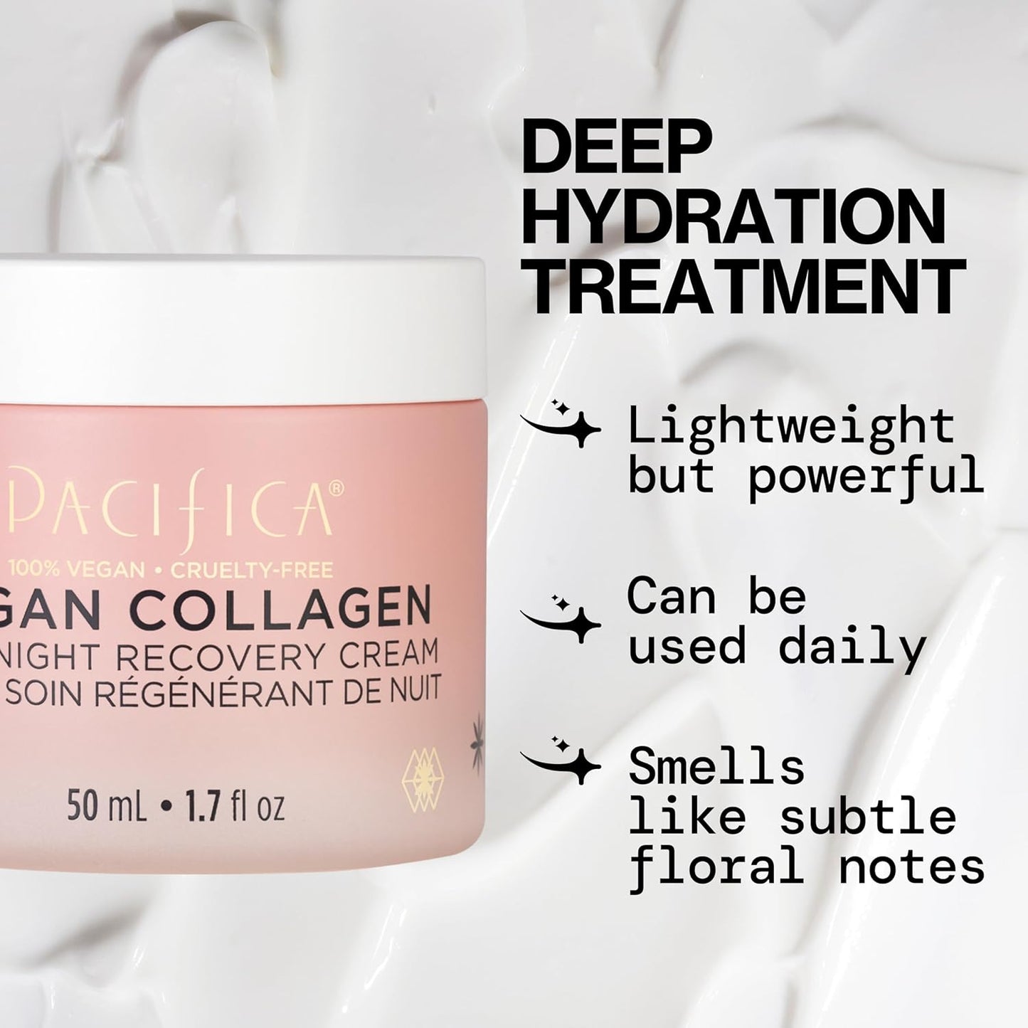 Pacifica Night Face Cream - Vegan Collagen Overnight Recovery Cream, Nighttime Face Cream for Anti-Aging & Wrinkles, Improves Dry Skin & Redness Vegan, Clean Beauty, Dermatologist Tested