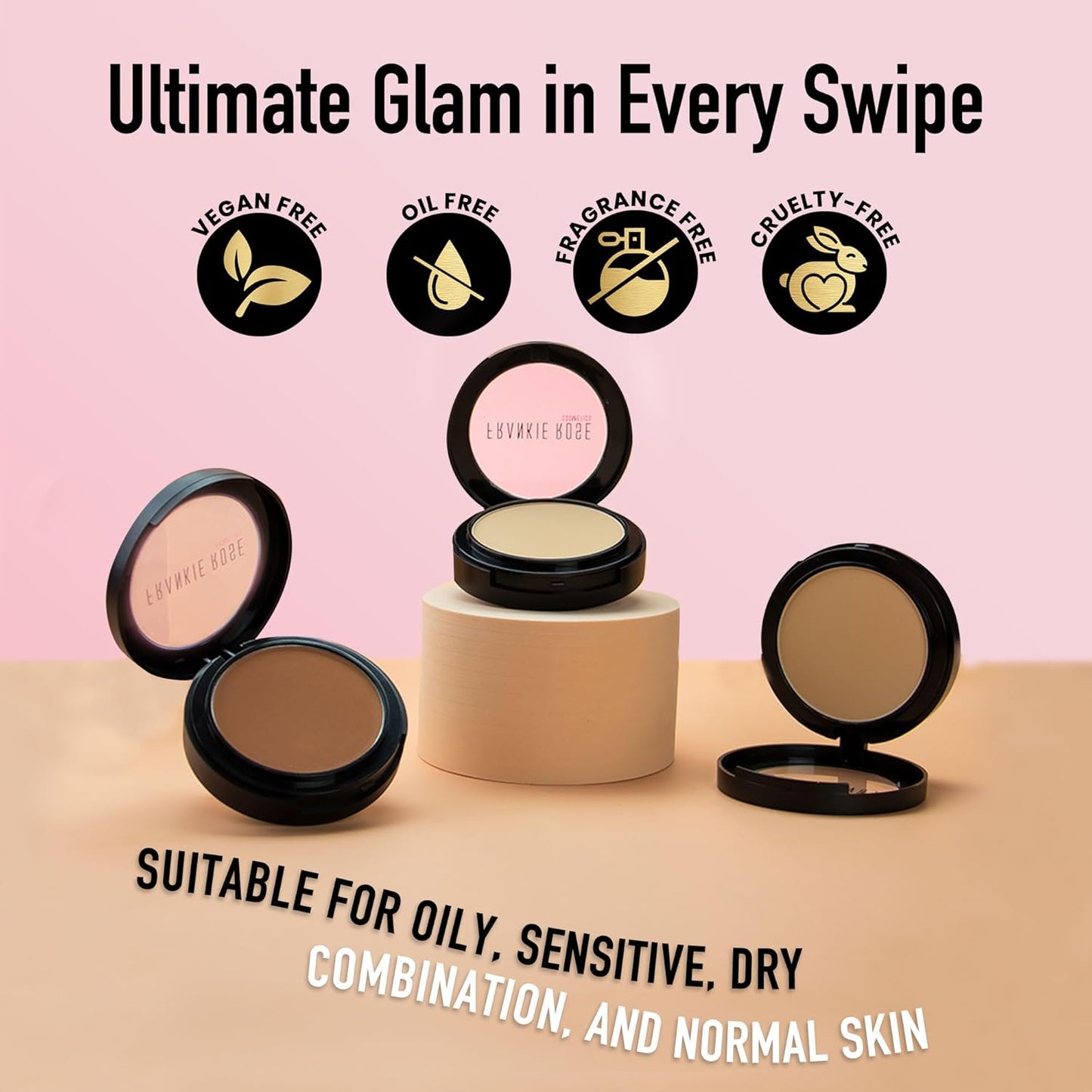 Frankie Rose Cosmetics Powder Foundation – Full Coverage Face Powder For Pores & Imperfections, Evens Out Skin Tone & Shine-Control | 58 Grams (Spice)