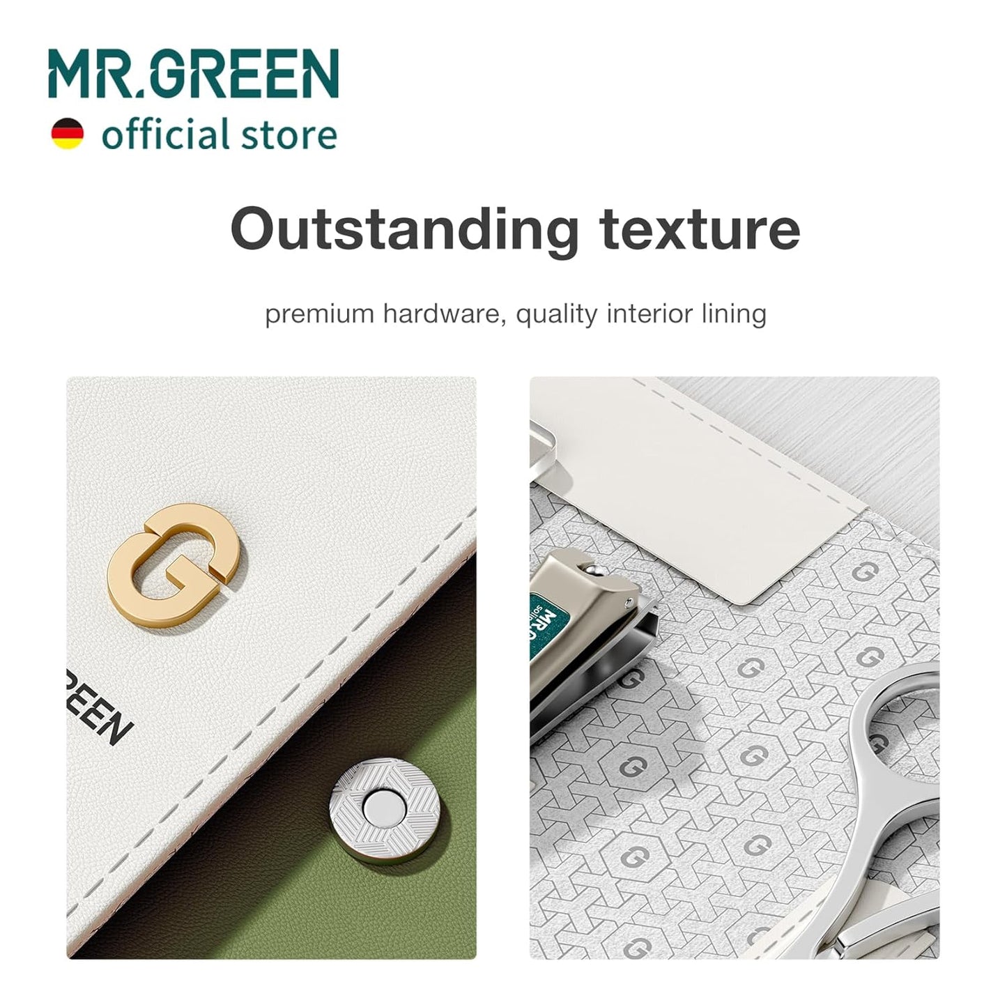 MR.GREEN Colorful Manicure Set Practical Pedicure Kits Nail Clippers Personal Care Tools Facial Hair Scissors with Fashion Case (Mr-6681 Green)