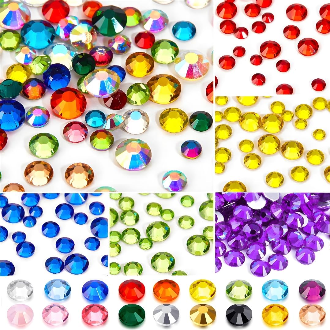 Flatback Rhinestones Round Gems for Nails Art and Crafts 4000Pcs SS6 2mm Glitter Crystals Stone DIY Bags Clothes Shoes (Pink)