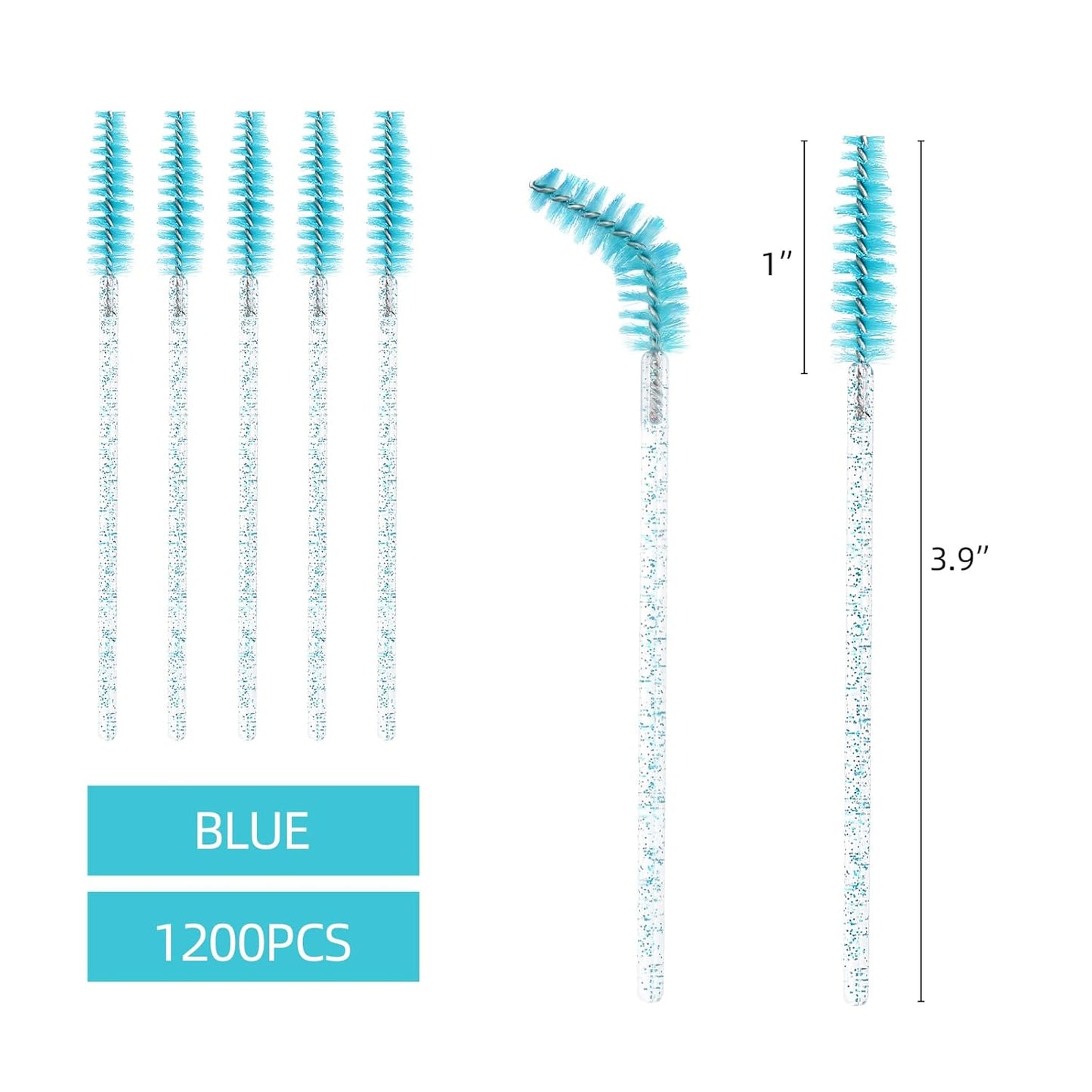 Tbestmax 1200 Disposable Mascara Wands Eyelash Brush Spoolies for Eyebrow Eye Lash Extension, Makeup Brushes Applicators Kits - Blue